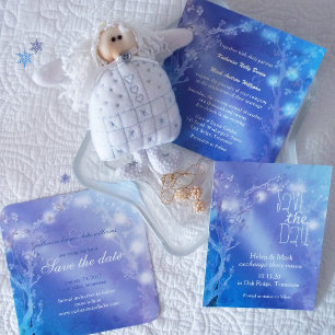Convites Porta do Dawn Shimmering Casamento Azul