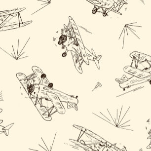 Porta-copo De Papel Redondo Roaring Art Deco Bi-planes - padrão esboçado.