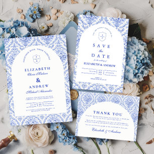 Cartão De Agradecimento Estilo de Porcelana Antiga de Delft para Casamento