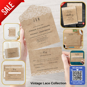 Convites Casamento Rustic Lace Farmhouse