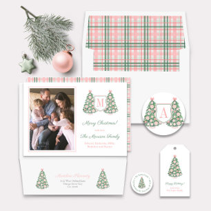 Adesivo Árvore de Natal Rosa Chinoiserie Endereço de Devol