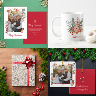 Caneca De Café Nome da Família Feriado de Natal Floral