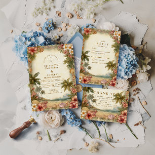 Cartão De Agradecimento Casamento Floral Botânico da Ilha