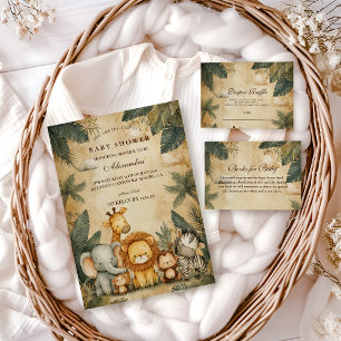 Cartão De Informações Sorteio de Fraldas de Criaturas da Floresta Safari