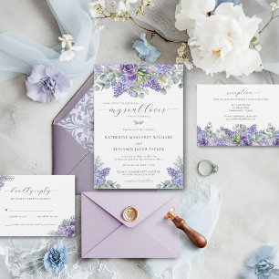 Convites Katherine Purple Floral Christian Faith Wedding