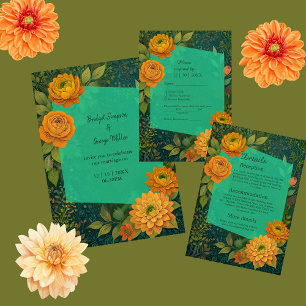 Dourado convite de Casamento Floral de outono