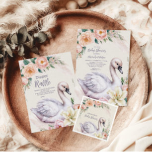 Convites Chá de fraldas Princesa Floral Rosa-Blush