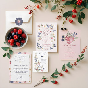 Convites Berry Sweet Floral & Berry Basket Chá de fraldas