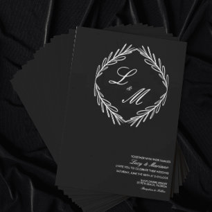 Convites Logotipo de Casamento de Galho de Letra Elegante M