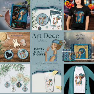 Art Deco Convite Preto para Vésperas de Ano Novo