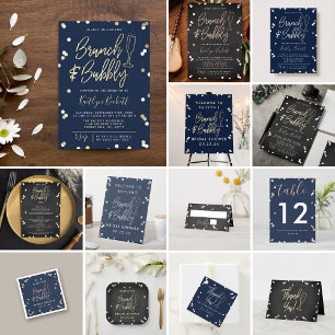 Convites Chá de panela Brunch e Bubble Confetti