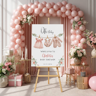 Oh Baby Rosa Floral Bilhete de Agradecimento