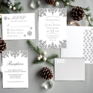 Convites Casamento no inverno Silver Snowflake