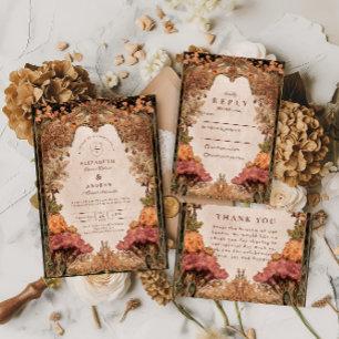Cartão De Agradecimento Casamento Florestal Outonal Vintage
