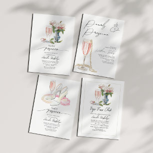 Convites Pérolas e Chá de panela de elo Fizz do Pop Prosecc