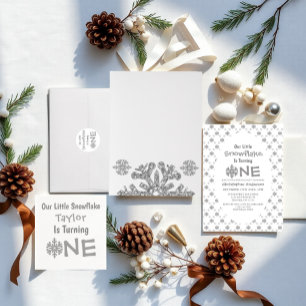 Convites Primeiro aniversario Pequeno Floco de Neve