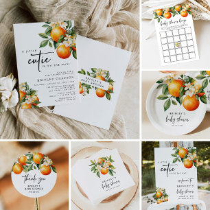 Convites Citrus Chá de fraldas Invitation Little Cutie Oran