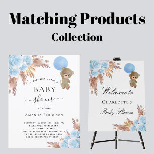 Pampas de Chá de fraldas do orçamento com urso azu