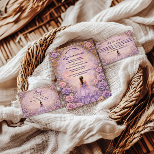 Convites Conto de Fadas Quinceañera Rosa Lavanda