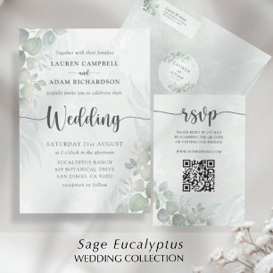 Eucalyptus Sage Convite para Casamento Verde
