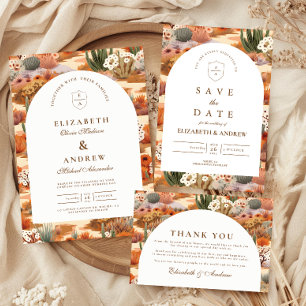 Cartão De Agradecimento Casamento Floral do Deserto Ocidental
