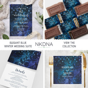 Convites Casamento Whimsical Encantado Azul-Marinho Elegant