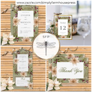 Cartão De Informações Boho Winter Greenery Boughs Sage Recepção Verde