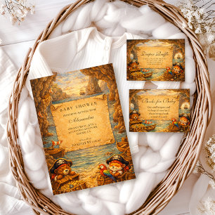 Convites Chuva de Tesouros dos Pequenos Piratas Baby Shower