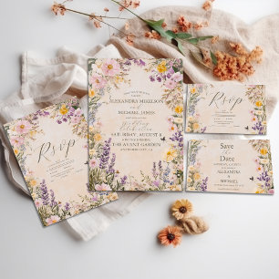 Cartão RSVP Casamento Elegante Boho Wildflower