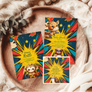 Cartão De Informações Livro de histórias em quadrinhos Super Herói Bebê 