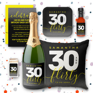 Convites Modern Girly Bright Yellow 30 e Flirty Birthday