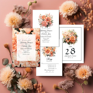 Convites Peach Fuzz Floral Wedding