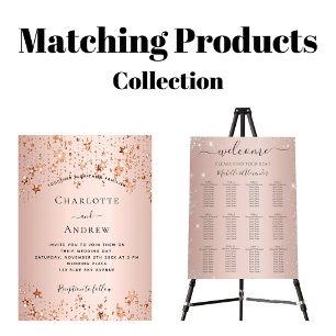 Flyer Rosa dourado blush stars orçamento convite de casa