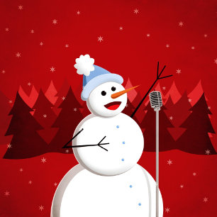 Cartão Postal De Festividades Feliz Cantando Snowman no Natal