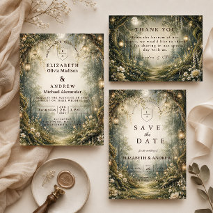Cartão RSVP Casamento Encantado na Floresta Encantada