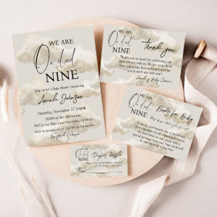 Convites Cloud Nine Beige Gender Neutrace Sky Chá de fralda