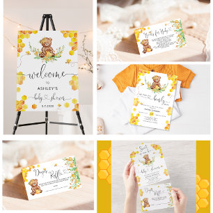 Um pequeno convite para chá de fraldas de urso de 