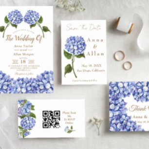 Convites Elegante Blue Hydrangea Floral