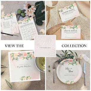 Prato De Papel Bebê em Bloom   Chá de fraldas Floral Rosa e Pêsse