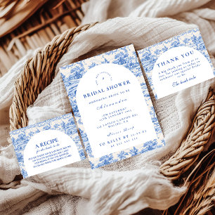 Convites Chuva de presentes de noiva em Toile azul francês 