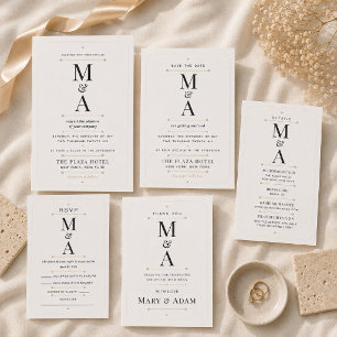 Convites Casamento de Luxo Minimalista com Monograma Editáv
