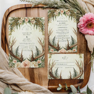Reserve A Data Casamento Floral Rustic Antler Woodland