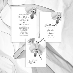 RSVP de Casamento Floral das Orquídeas Negra e Bra