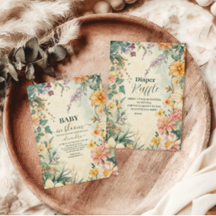 Convites Bebê Floral Blush em Chá de fraldas Bloqueado