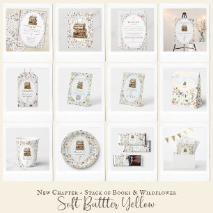 Cartão De Informações Chá de fraldas Wildflower, traga um livro para beb