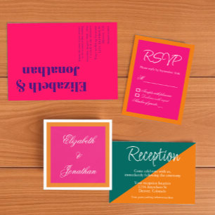 Cartão De Informações Recepção de Casamento Vibrante Mix & Match Sunrise