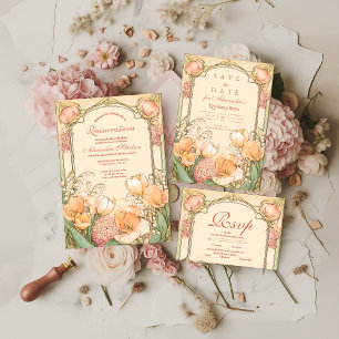 Convites Celebração de Quinceañera Tulipa Pêssego