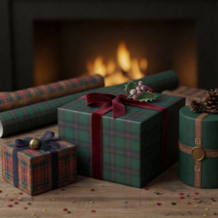 Papel De Presente Rena Vermelha de Couro Dourado de Natal
