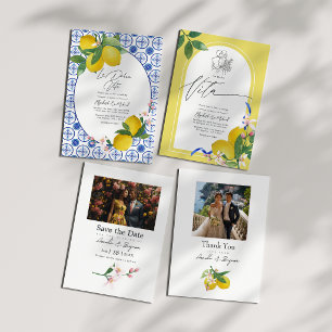 Convites "La Dolce Vita" Lemon e Azulejo Casamento Italiano