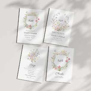 Cartão RSVP Casamento Botânico Romântico de Flores Silvestres 
